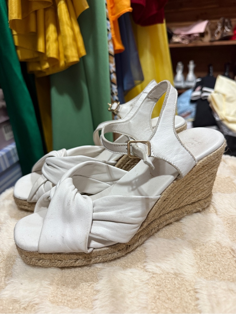 White Wedge Espadrille Sandals - Women's